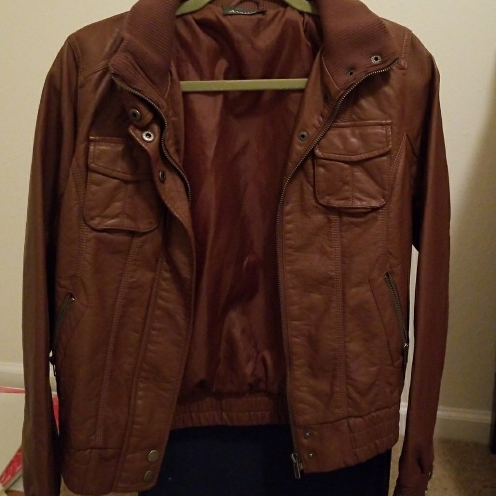 Faux Brown Leather Jacket